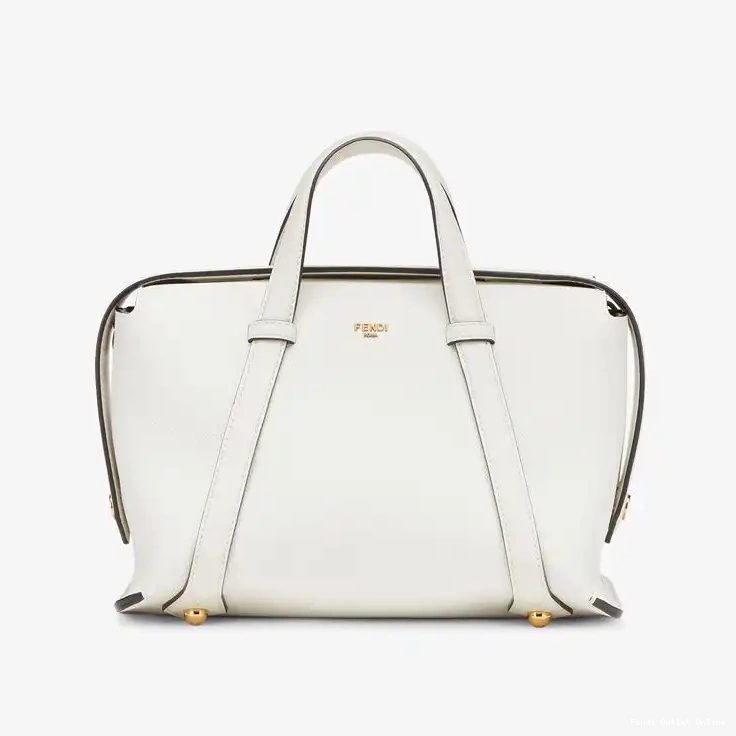 Cheap Bag Fendi 365 In Medium Grained Boston White Leather 0628